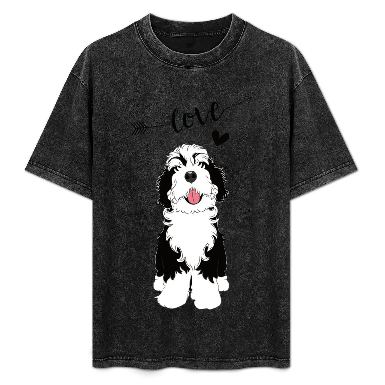 

LOVE Black and White Bernedoodle T-Shirt new edition blacks Blouse plus size clothes black t shirts for men
