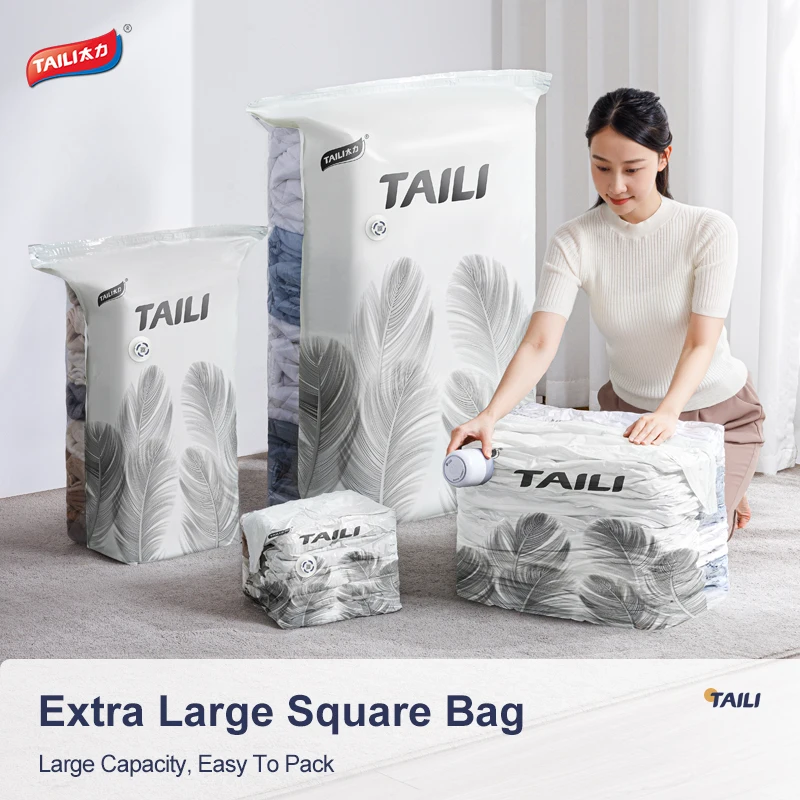 

TAILI Vacuum Storage Bags Empty Bags for Clothes Vacuum Cleaner Compression Pack Space Saver Travel Storage Bag,No Need Pump