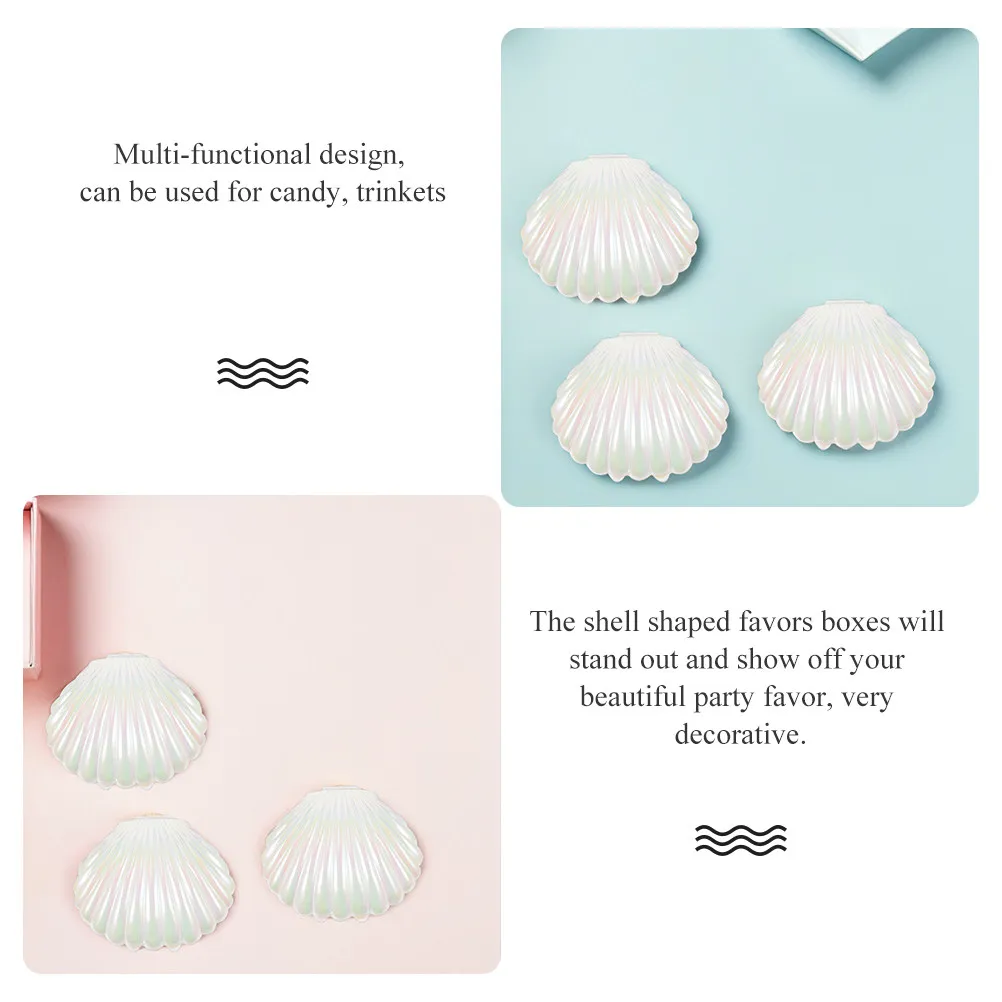 

20Pcs Shiny Shell Shaped Candy Boxes Decorative Party Favor Holders Small Jewelry Trinket Storage Gift Packaging for Events