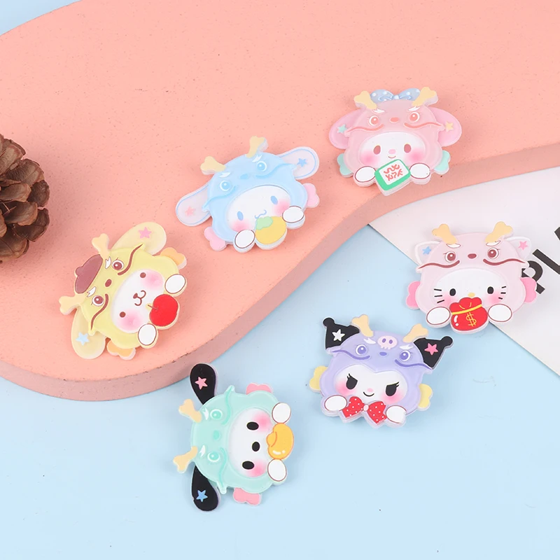 Kinder Nieuwjaar Van De Draak Sanrio Dubbele Acryl Haarclip Voor Baby Meisjes Schattig Zacht Schattige Cartoon Gebroken Haar Clip