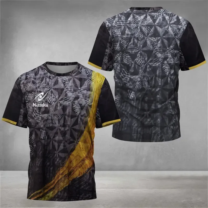 Men's table tennis T-shirt with nice digital prints, summer sports table tennis T-shirt, quick-dry training T-shirt