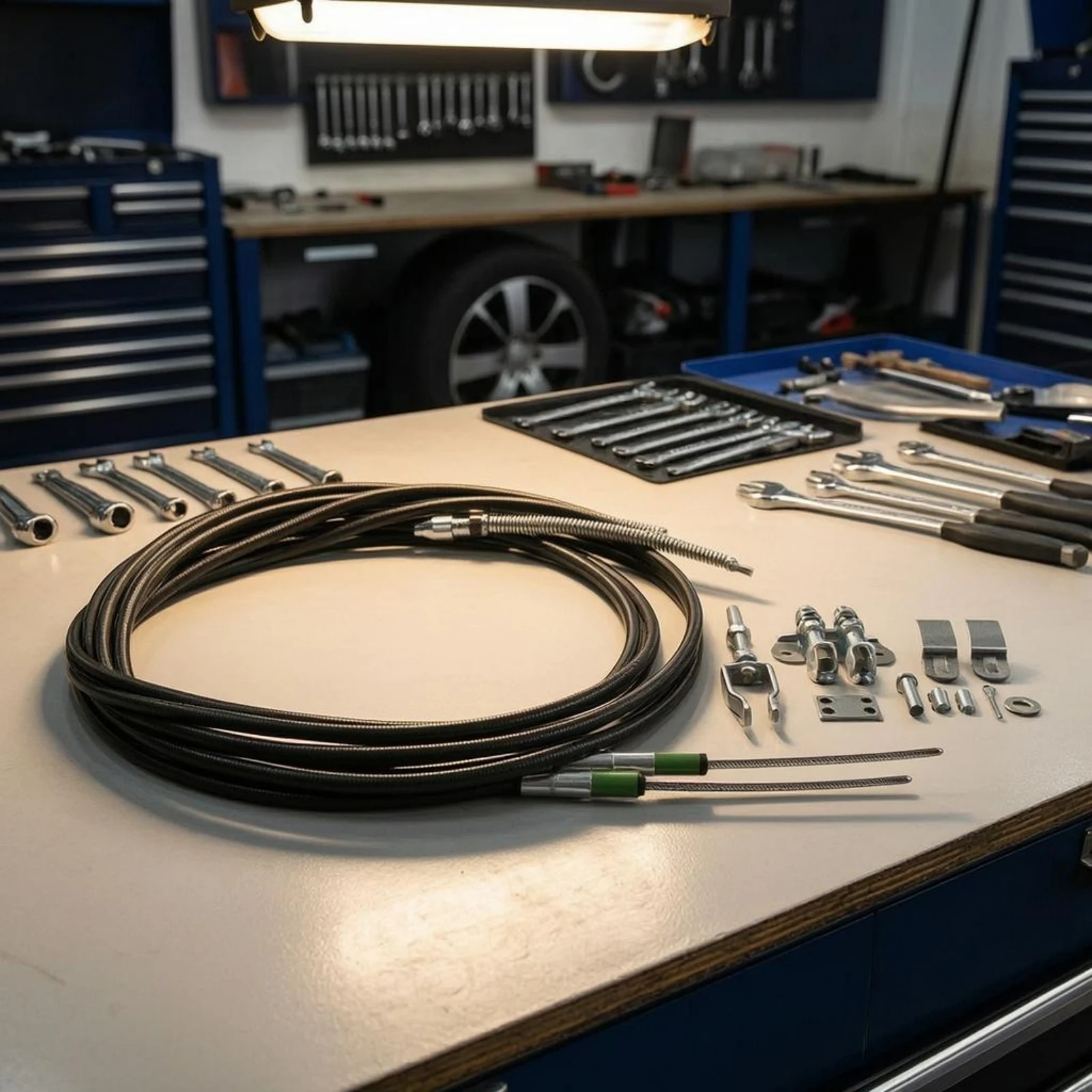Parking Brake Cable Repair Kit Metal Fittings Emergency Brake Cable Assembly Auto Part Zinc-Colored Flexible