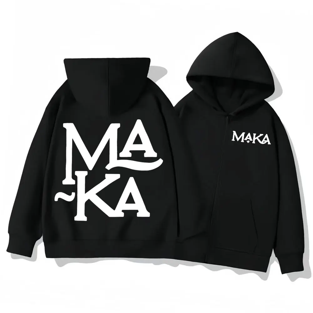 

Rapper Maka Logo Double Sided Print Zipper Hoodie Men Women Clothing Fashion Hip Hop Pullovers High Quality Fleece Sweatshirts