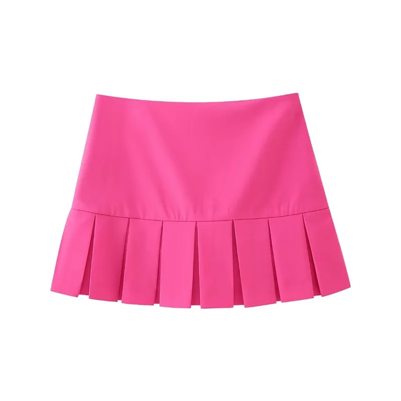 KEYANKETIAN 2024 New Launch Y2K Pleated Mini Skirt Hot Sweet Side Zipper High Waist Patchwork Slim A-line Skirt Pantskirt Shorts