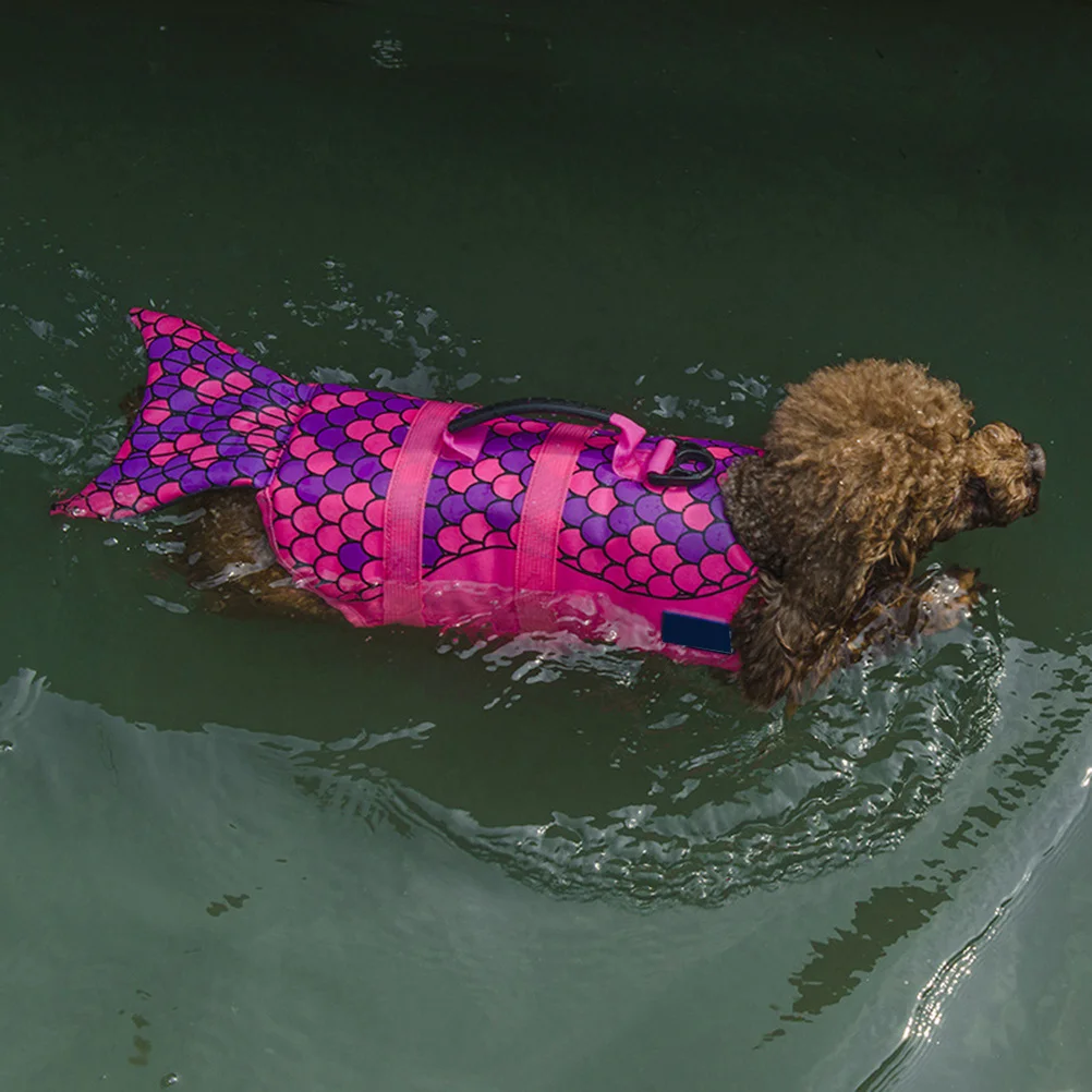 

Pet Life Jacket for Dogs Quick Dry Breathable Fabric with Strong Handles Fish Shaped Doggy Floatation Vest Size S Puppy Swimming