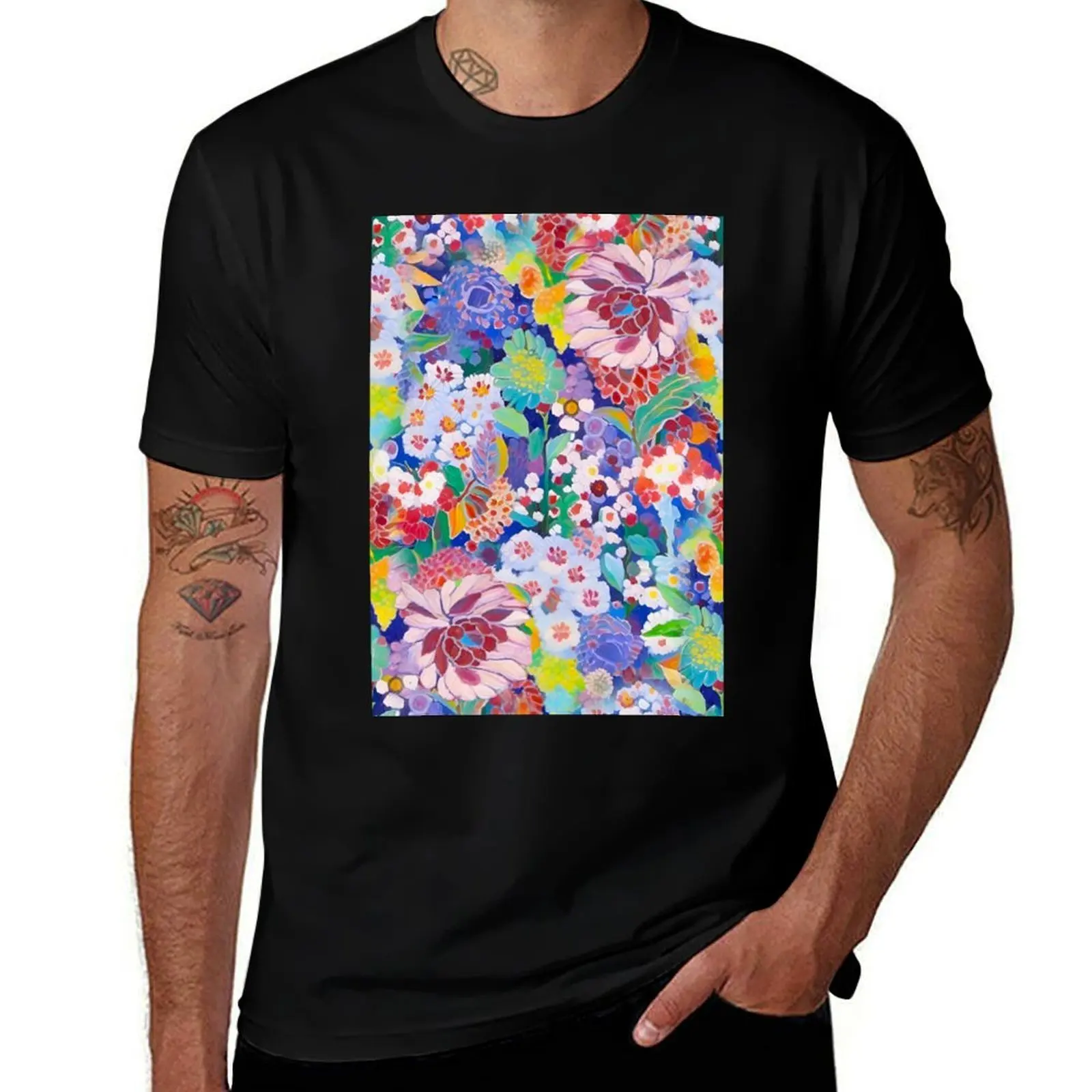

Summer flowers on purple T-Shirt funny costumes quick-drying Luxury man mens graphic t-shirts hip hop