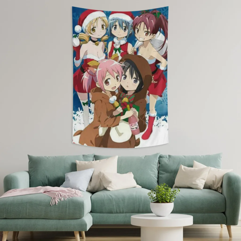 Anime Tapestry Japan Kawaii Puella Magi Madoka Magica Wall Hanging For Bedroom Décor Aesthetic