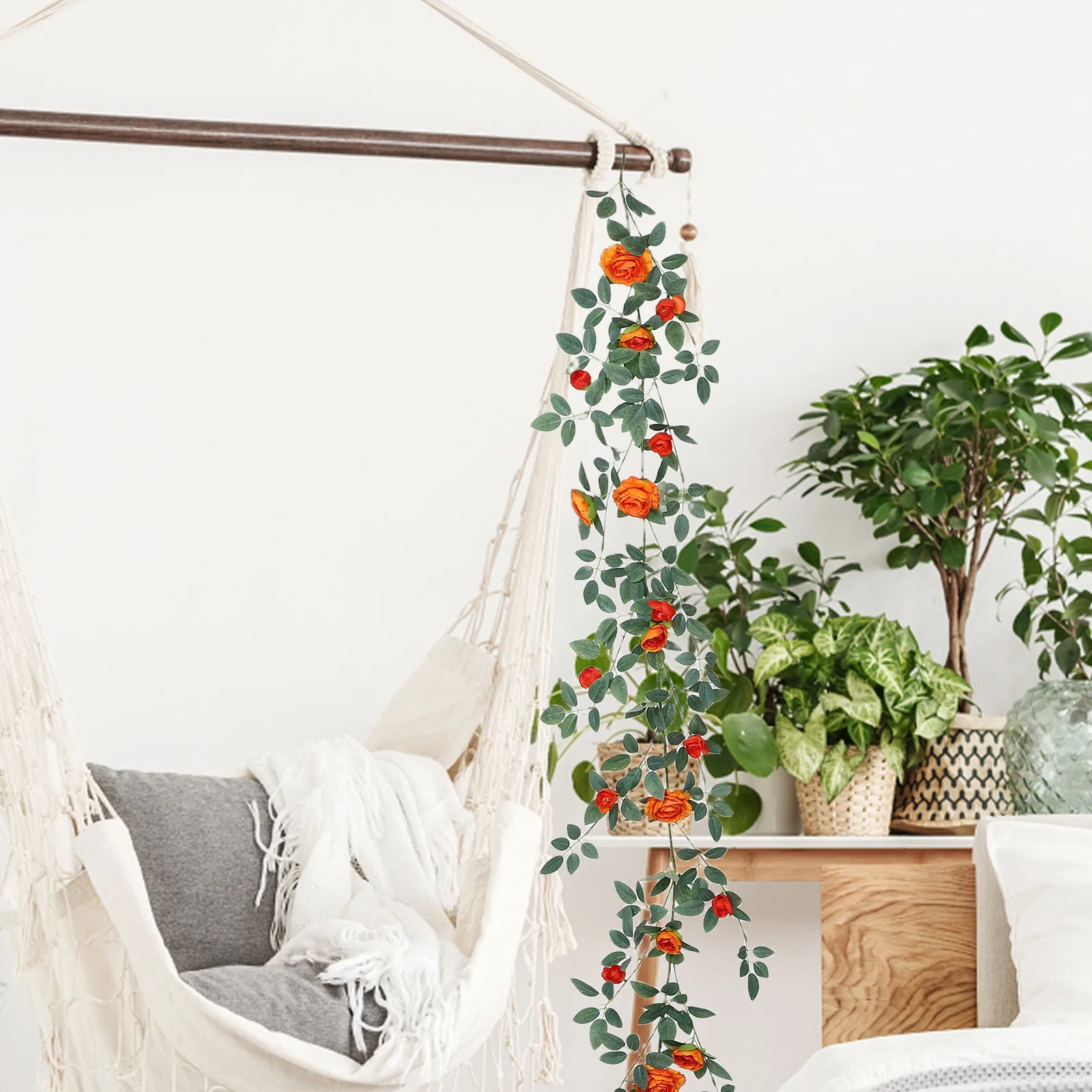 

Artificial Rose Vine Garland Lifelike Silk Fabric Flowers for Wedding Arch Home Decor Ceiling Air Conditioning