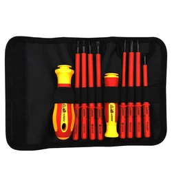 Conjunto de chave de fenda isolada Phillips TORX Bits com fenda magnética, Resistente a alta tensão, 500V, Ferramentas manuais eletricista