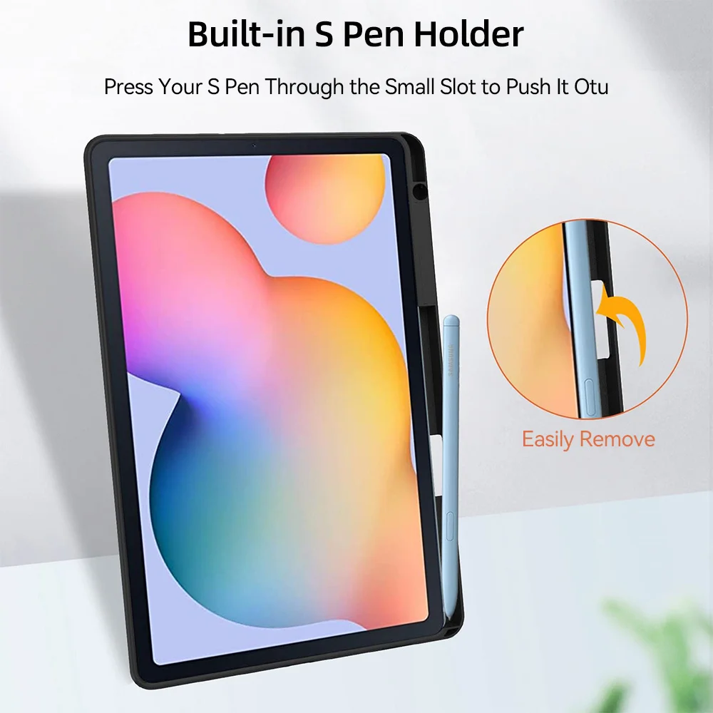 Tablet Case For Samsung Galaxy Tab S6 Lite 10.4inch With Pencil Holder Transparent Back Cover