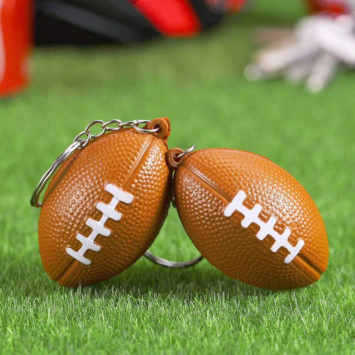 

L68A50PC Rugby Ball Keychains for Party Favors,School Carnival Reward,Sports Centerpiece Decorations,Party Bag Gift Fillers