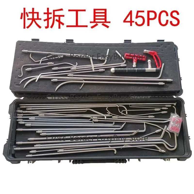 Car Dent Repair 45-Piece Quick-Release Hook Set, Dent Bodywork Kit with Replaceable Handles and Top Bar Tools