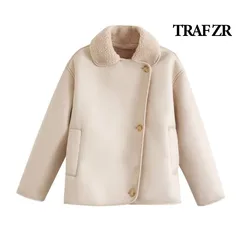 TRAF ZR Snow Parka Elegant Luxury Women's Coats Winter Coat Female New in Outerwears Warm Woman Winter Coats Fur Padded Coat