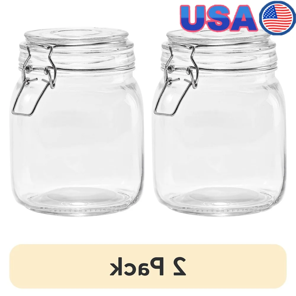 برطمانات تخزين زجاجية سعة 38 أونصة مع غطاء قفل، علب محكمة الغلق، حبوب البن، التوابل، الحبوب، تنظيم المطبخ