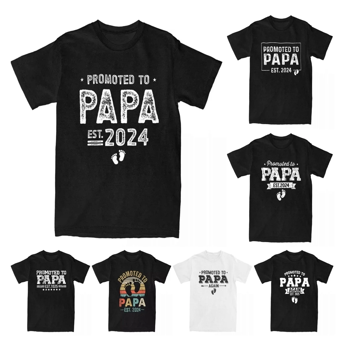 Men's T-Shirt Promoted To Papa 2024 Soon To Be Papa Fashion Cotton Tee Shirt New Dad First Time Father T Shirts Tops Plus Size