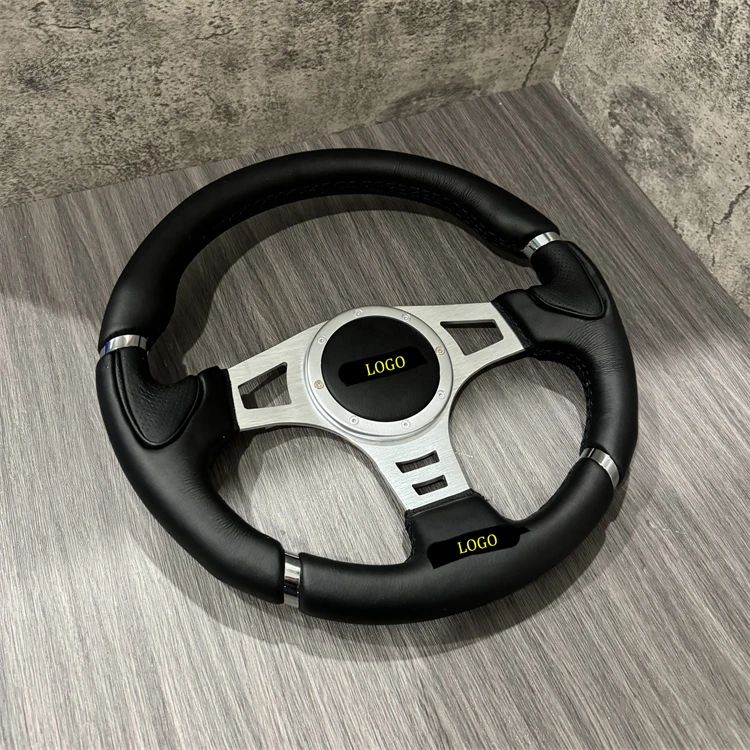 Cross-border Hot Car Modification Hollow Frame Steering Wheel 14 Inches Flat Small Concave Bracket Black Ring Steering Wheel