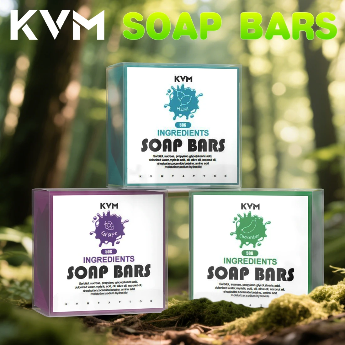 KVM 50g Tattoo Care Solid Soap Mild Skin Cleanser Soothing Moisturizing Bar Soap Multiple Fragrance For Tattoo Studio Daily Skin