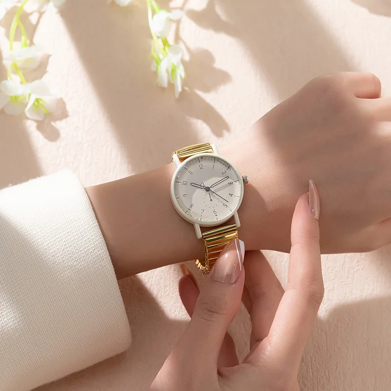 Women's Digital Versatile Quartz Watch Fashionable Casual Spring Elastic Band Student Watch For School Casual Ladies Wrist Watch