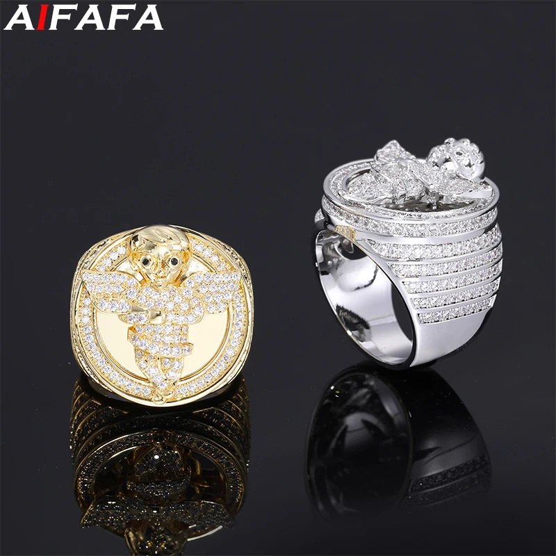 Full Stone Rings for Men Women Hip Hop High Quality Finger Ring Plate 18k Fashion Jewelry Accessories