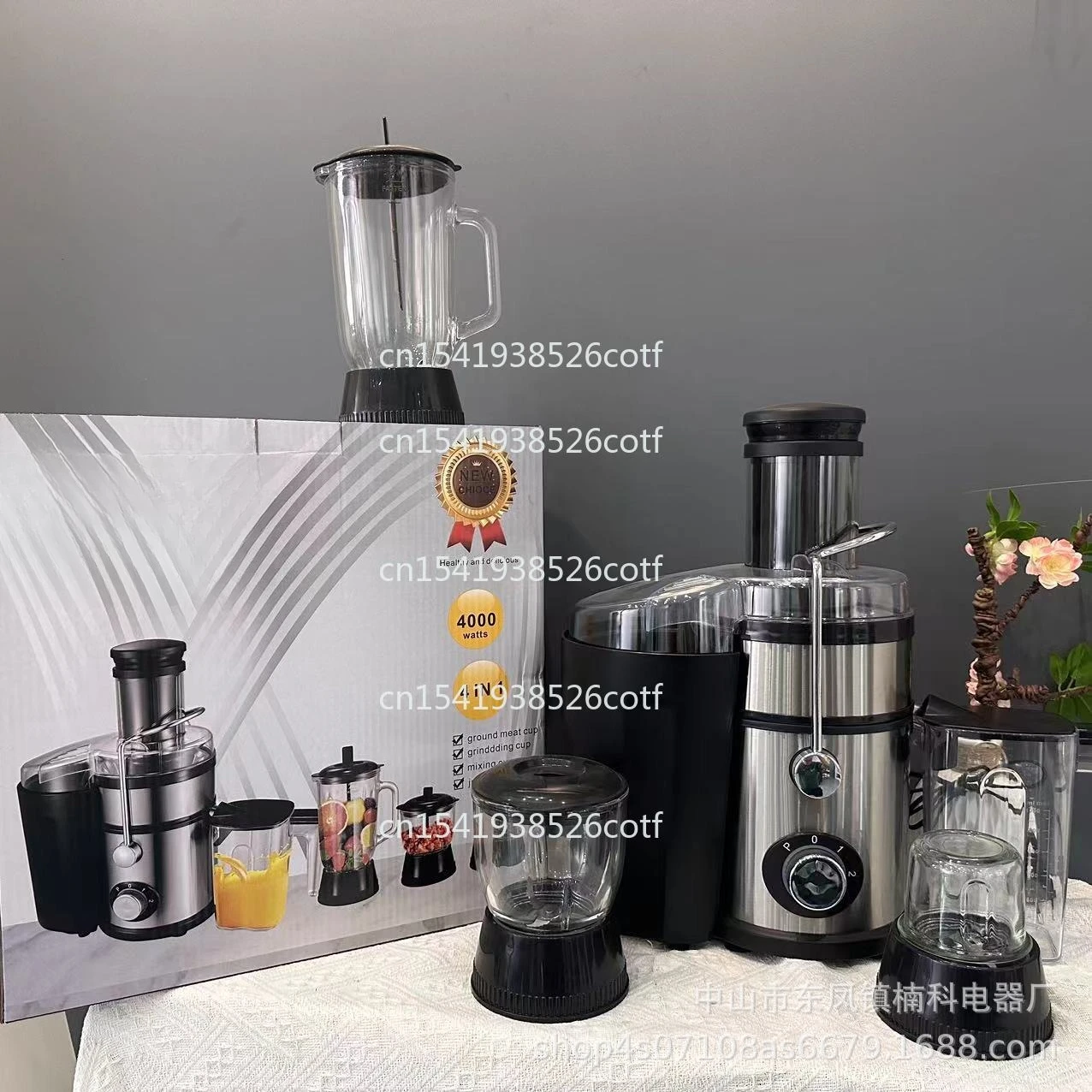 Multifunctional 4in1 Juicer Stainless Steel Juice Machine Large Diameter Household Cooking Machine Meat Grinder Wholesale