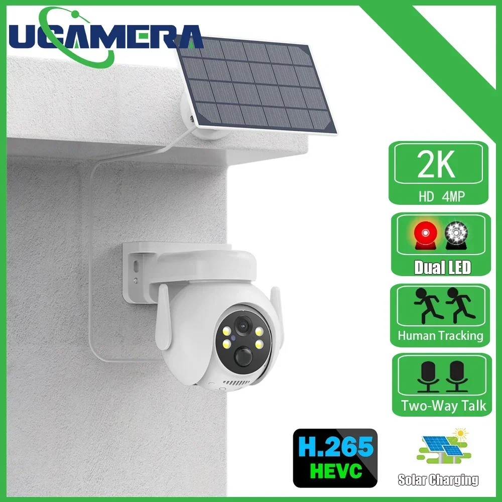 

2K WIFI Solar Camera PIR Human Detection 4MP Solar Panel PTZ Camera CCTV Wireless Surveillance IP Camera Rechargeable Battery