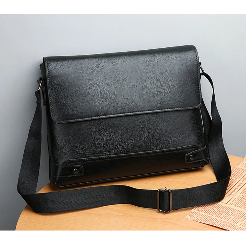 PU Leather Briefcase For Men Tote Commuting Laptop Shoulder Executive Business Work Messenger Crossbody Designer Bag Husband