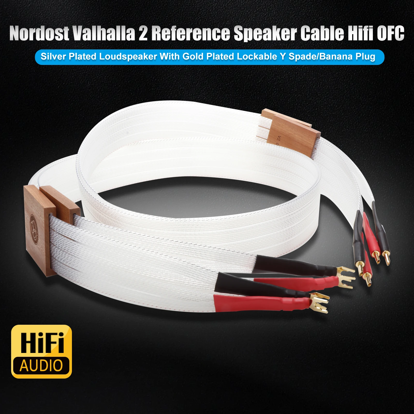 

HiFi Audio Speaker Cables OFC Silver Plated Nordost Valhalla 2 Reference Loudspeaker Wire with Gold Plated Z-type Banana Plugs