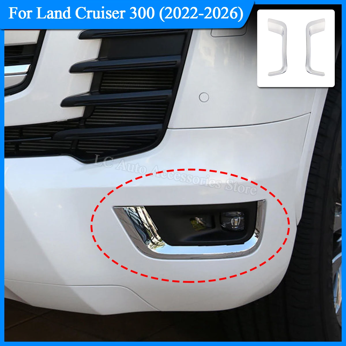 ABS Front Fog Lamp Bezel Cover For LC300 Land Cruiser 300 2022-2026 Car Styling Accessories