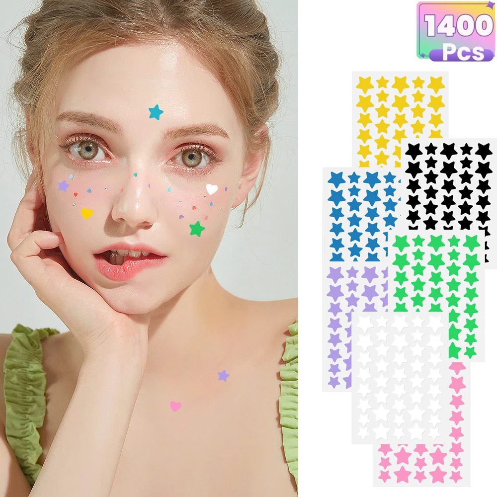 1400 قطعة من رقع حب الشباب على شكل نجمة متعددة الألوان، رقع البثور، رقع حب الشباب للوجه، رقع حب الشباب كونسيلر، رقيقة جدًا #1