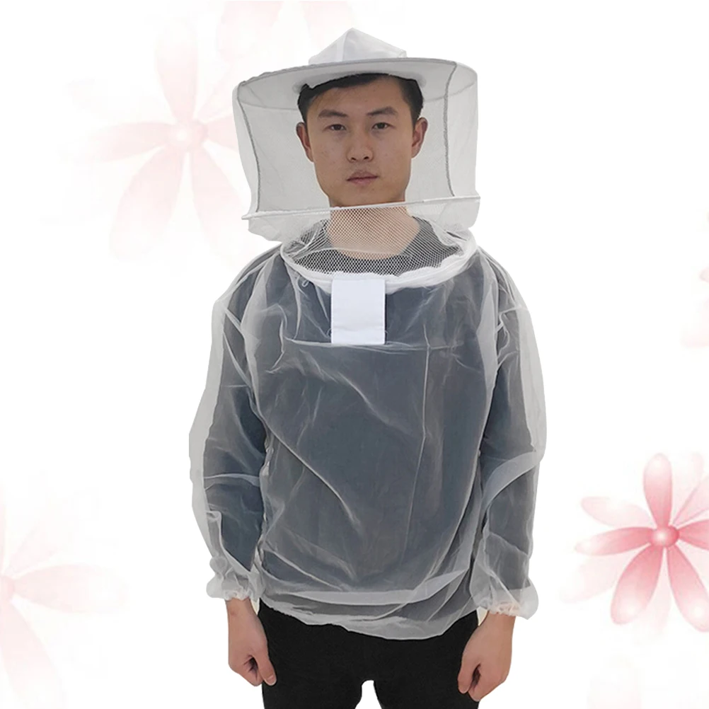 

Beekeeping Protective Coat Vented Mesh Suits Breathable Anti Bee Clothing White Net Veil Round Cap Outdoor Garden Tools