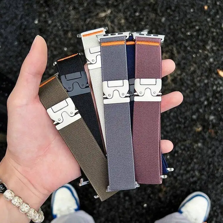 Nylon Parachute Strap For Apple Watch ultra 3 band 49mm 44mm 46mm 42 40 45mm 41 Elastic Bracelet Correa IWatch 11 10 9 8 7 6 SE view 3