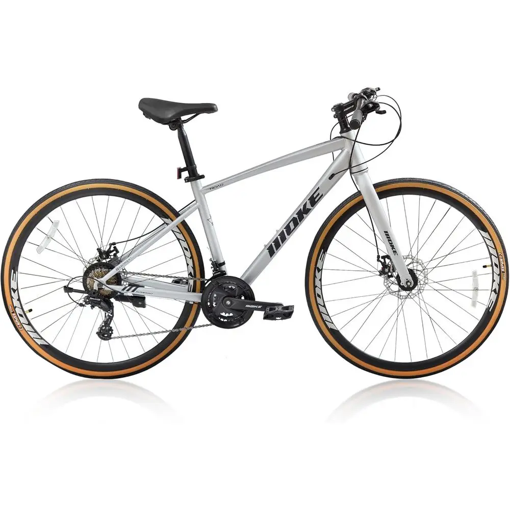 

24-Speed 700C Dual Disc Brake Hybrid Bike - Lightweight City Commuter for Men & Women with Internal Wiring