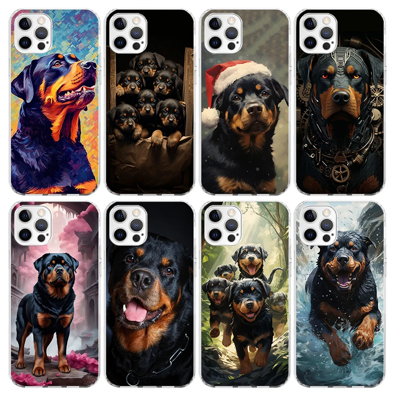 Rottweiler Dog Rottie Phone Case for Apple iPhone 16 15 14 Plus 13 12 Mini 11 Pro Max X XR XS 7 + 7G 8G SE 2020 Soft Cover