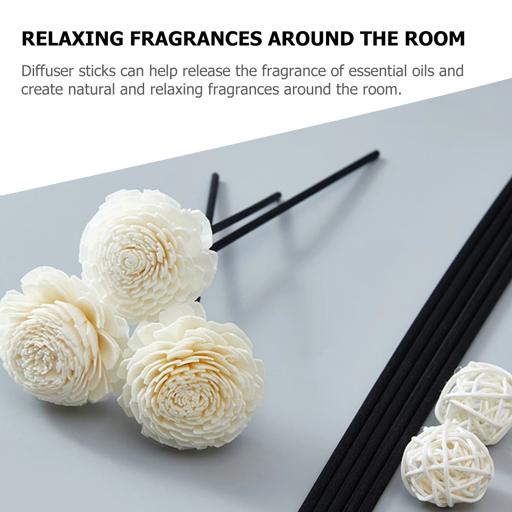 5Pcs Black Diffuser Sticks Home Scent Essential Oil Aroma Reeds For Decor Yoga Bedroom Office Diffuser Sticks Rattan