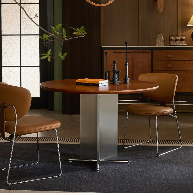 

Round dining table Small apartment household antique solid wood round table