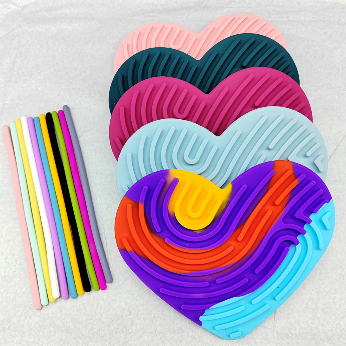 

Puzzle Sensory Activity Board Double Sides Busy Heart-shaped Board Silicone Fidget Toy for Kid Gift Adults Stress Anxiety Autism