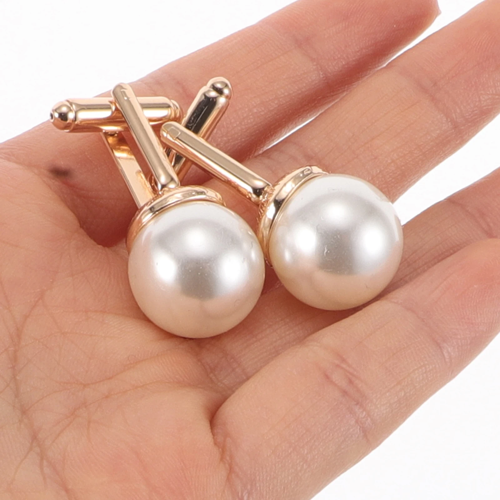 

2Pcs Pearl Cufflinks Metal Classic French Cuff Shirt Studs Wedding Tuxedo Dress Shirt Accessories Pearl Cufflinks for Men