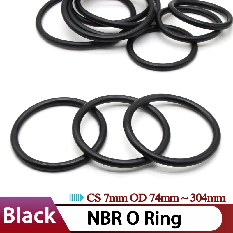 

5Pcs Black NBR O Ring Seal Gasket CS 7mm OD 74mm ~ 304mm Nitrile Butadiene Rubber Spacer Oil Resistance Washer Round Shape