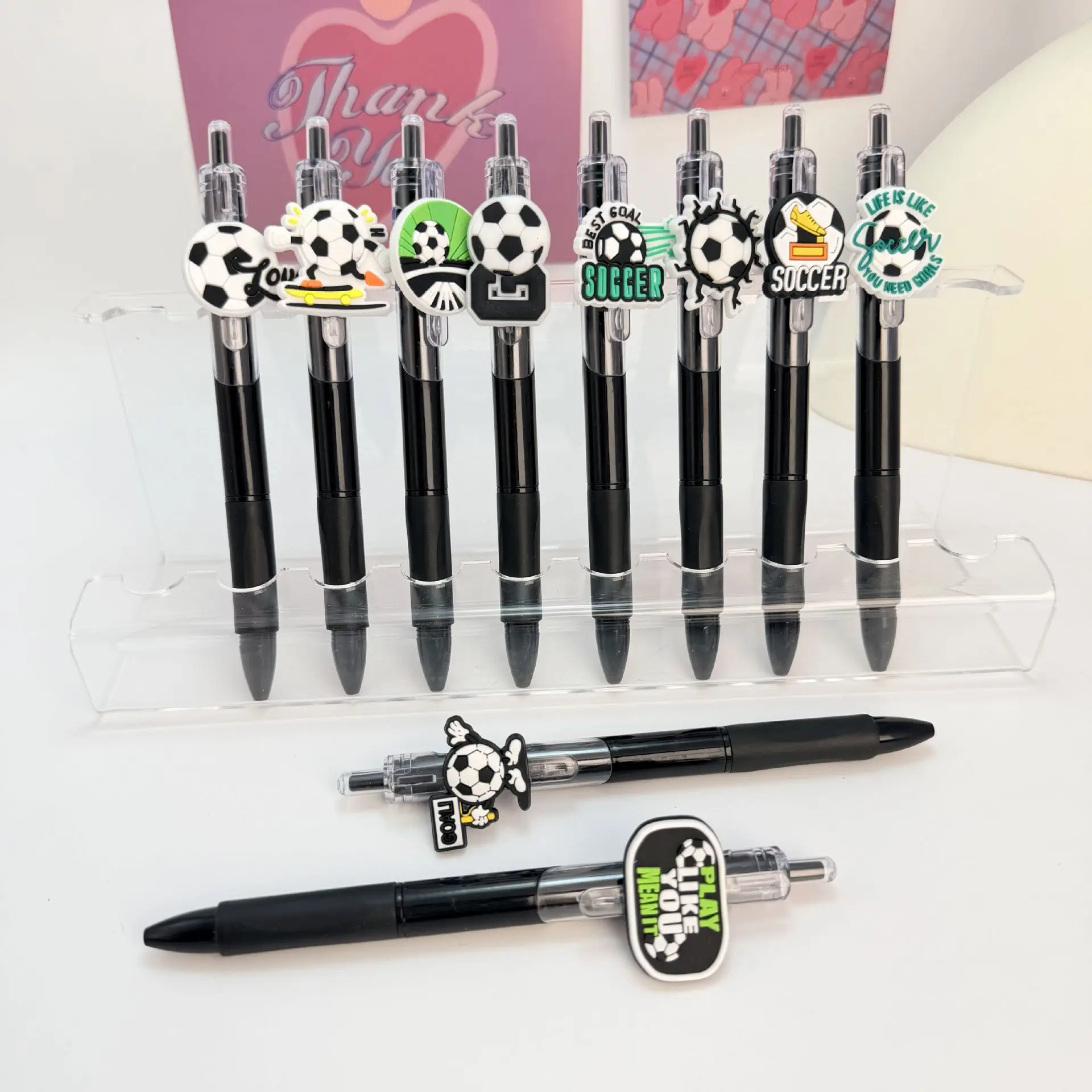 60pcs Fashion Football Gel Pens for Kids Writing Office Accessories Black Pens Promotional Gifts Wholesale School Stationery