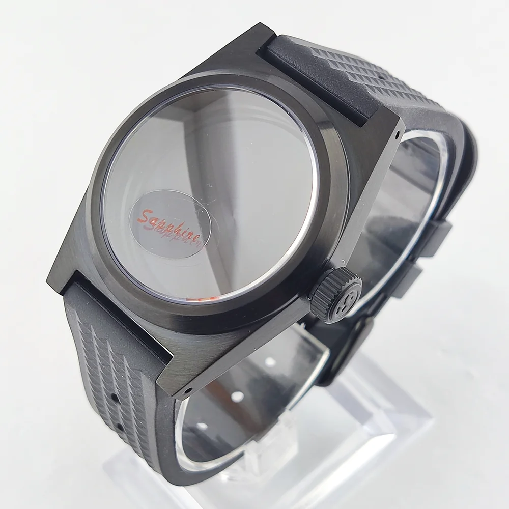 38mm Case NH35 Case Sapphire Glass Waterproof Case Suitable for 28.5mm Case Rubber Strap Luxury Men's Watch Case