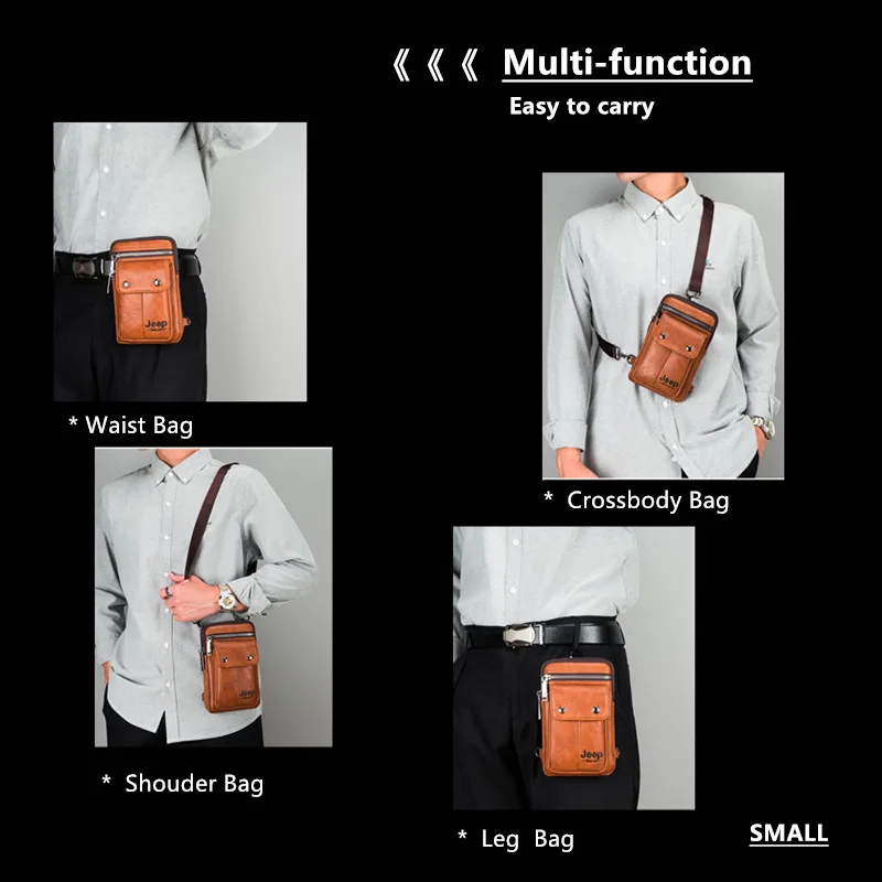 JEEP BULUO Small Multi-function Sling Crossbody Bag Brand Men Shoulder Bag Legs Waist Bag For Man New Fashion Casual Cool Mini