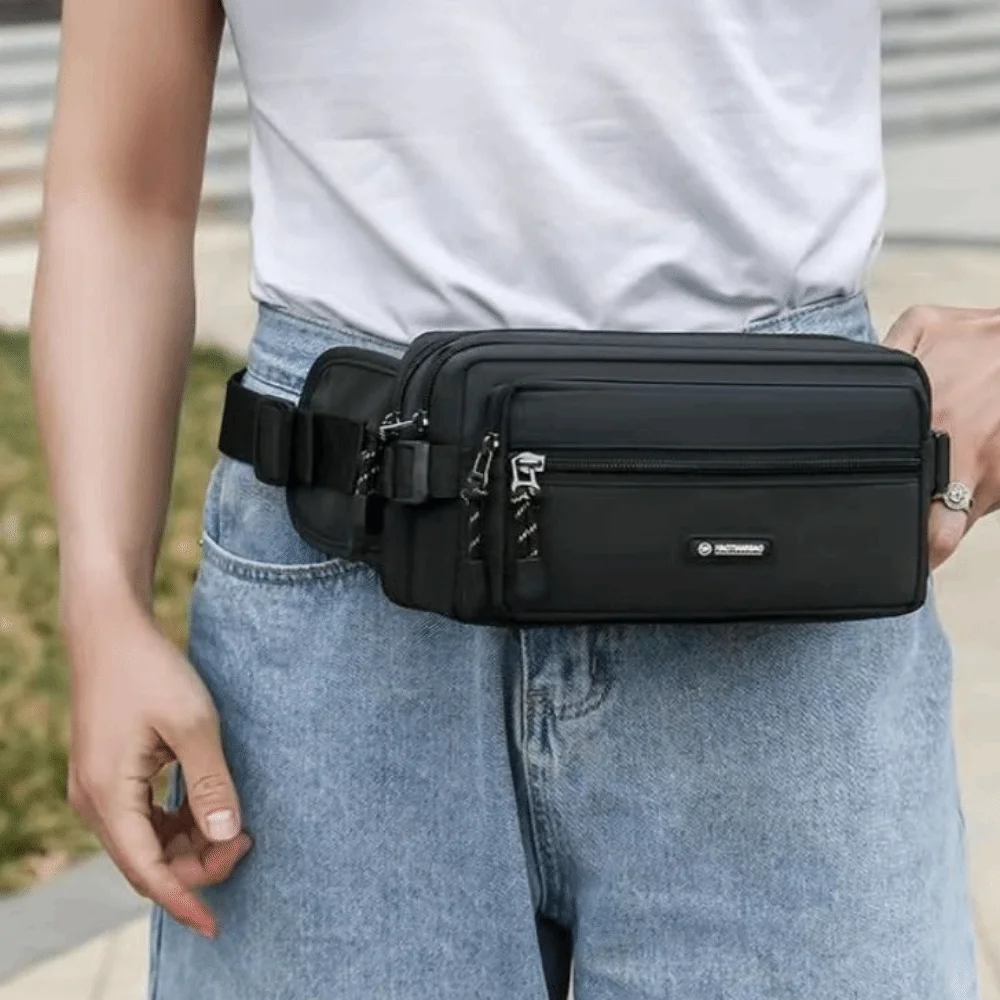 Adjustable Strap Waist Bag Zipper Closure Multi-Pocket Fanny Pack Unisex Style Lightweight Design Hip Bum Bag Outdoor Workout