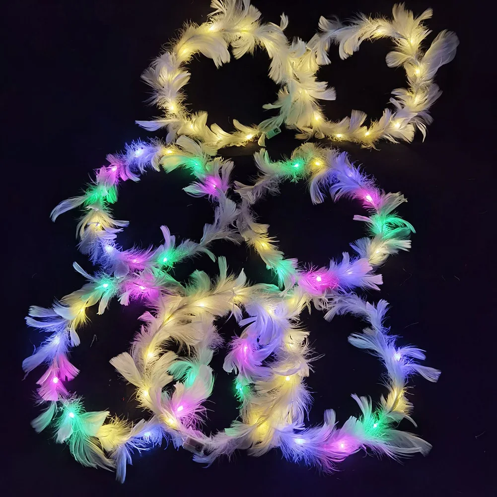 

Wedding Party Crown Flower Headband LED Light Wreath Garland Decoration Women Girl Birthday Favor Luminous Hair Garland Hairband