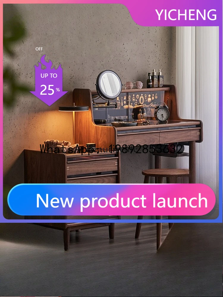 

QQ Solid wood retractable dresser, bedroom makeup table, bedside table integrated