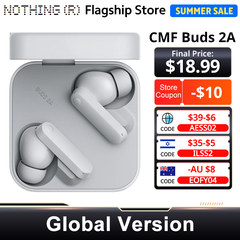  Global Version CMF Buds 2a Bluetooth 5.4 Up to 31H of playback 12.4mm Driver 42dB ANC 4HD Mics IP54 