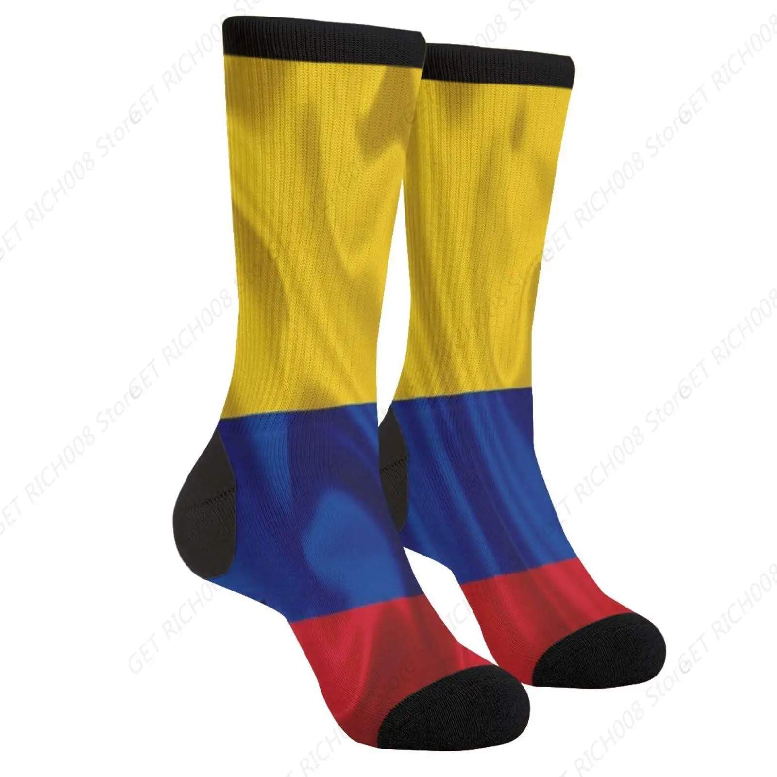 Colombian Flag Colombia South America Silk Flag Of Colombia Casual Funny Funky Novelty Socks For Men Women