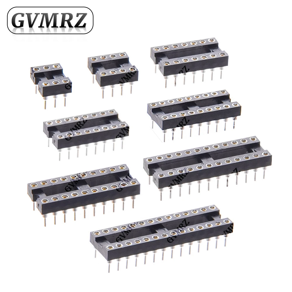 5PCS Round Pin DIP IC Socket Assorted Sizes DIP6 DIP8 DIP14 DIP20 DIP24 Narrow / Wide DIP28 Narrow for PCB DIY Electronics