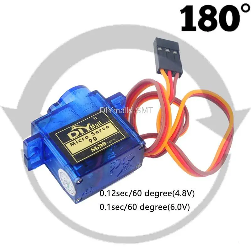 DIYmalls 10pcs SG90 9g Micro Servo Motor Kit 180 Degree for Arduino Project RC Helicopter Airplane Car Robot