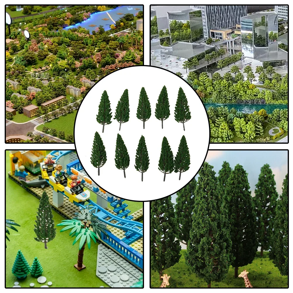 Pine Tree Complete Trees 11CM Fine Hole Railway SL-16059 Trees 10pcs Green Layout Pine Plastic Accessories Decor