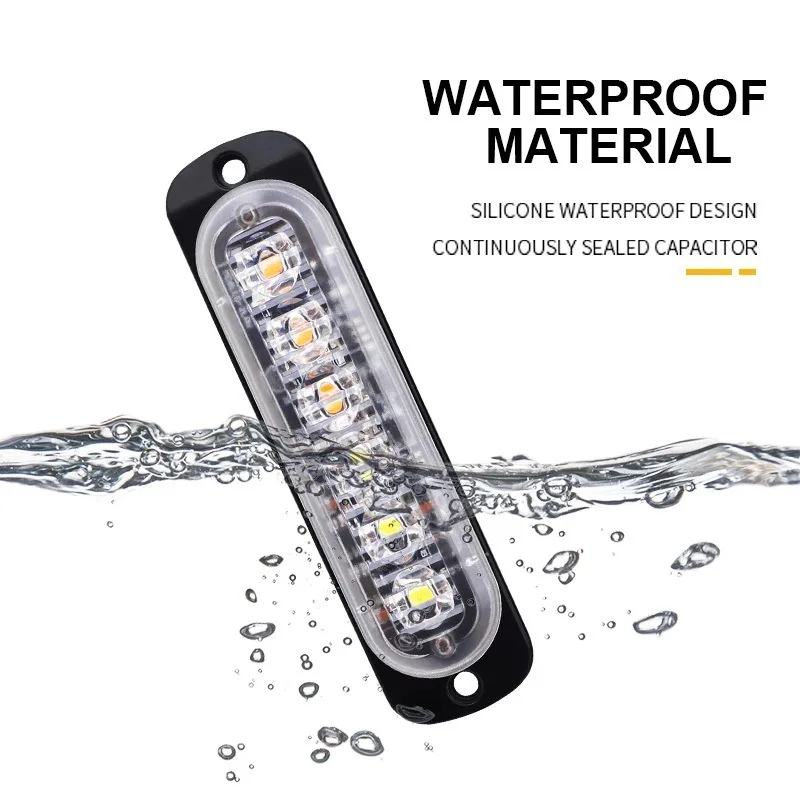 1X Truck LED Strobe Police Warning Light 6SMD Grille Flashing Side Light Bar Car Trailer Beacon Lamp Amber Traffic Light 12V 24V